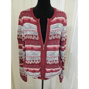 Ann‎ Taylor Loft Southwest Cardigan XL Red Full Zip Long Sleeve Heavy
